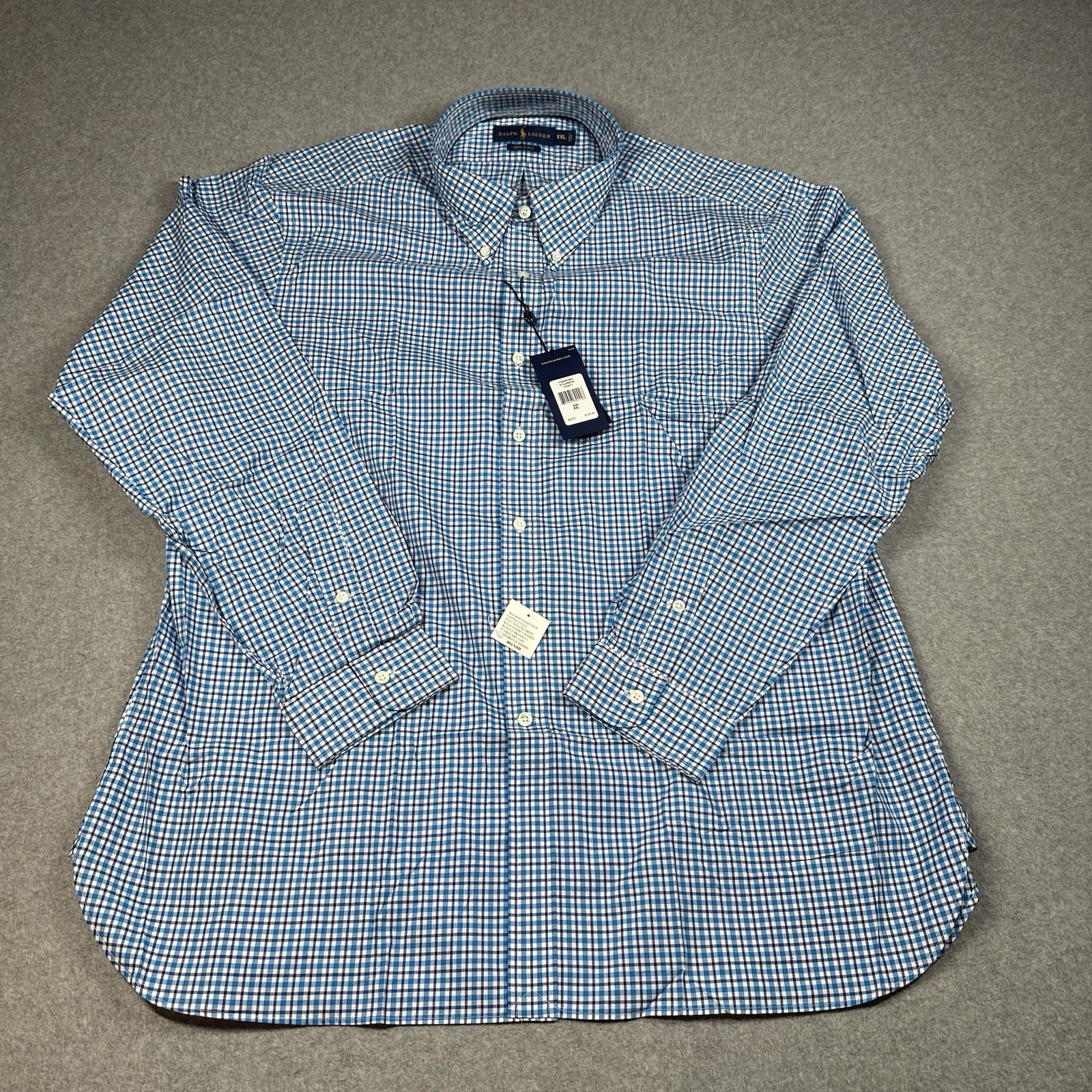 Polo Ralph Lauren Classic Fit Xxl 140s 2 Ply Blue Check Button Down Shirt Nwt